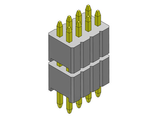 ขั้วต่อหัวเข็ม 1.27 มม. Serise สองแถวแบบเรียงซ้อนแบบตรง 2*2PIN ถึง 2*50PIN SQ0.40mm
