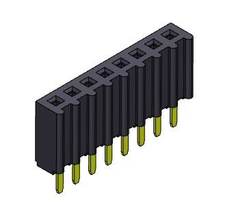 หัวต่อตัวเมีย 2.54 มม. แบบจุ่มแถวเดียว 1 * 2PIN ถึง 1 * 40PIN H = 8.50 มม.