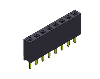 หัวต่อตัวเมีย 2.54 มม. แบบจุ่มแถวเดียว 1 * 2PIN ถึง 1 * 40PIN H = 7.10 มม.