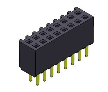หัวต่อตัวเมีย 2.54 มม. แบบจุ่มสองแถว 2 * 2PIN ถึง 2 * 40PIN H = 8.50 มม.