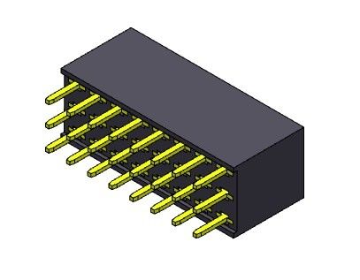 สามแถว Dip TYPE ขั้วต่อพินตัวเมีย 2.54 มม. 3 * 3PIN ถึง 3 * 40PIN