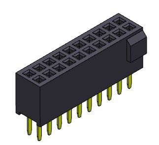 หัวต่อตัวเมีย 1.27 มม. สองแถวแบบตรงพร้อมชน 2 * 3PIN ถึง 2 * 50PIN H = 4.40 มม.