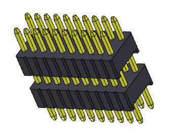 ขั้วต่อหัวเข็ม 1.27 มม. Serise แถวคู่แบบเรียงซ้อน 1.27*2.54 มม. 2*2PIN ถึง 1*40PIN SQ0.46 มม.