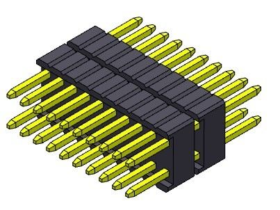 ขั้วต่อหัวเข็ม 1.27 มม. Serise แถวคู่แบบเรียงซ้อน 1.27*2.54 มม. 2*2PIN ถึง 1*40PIN SQ0.46 มม.