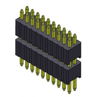 ขั้วต่อหัวเข็ม 1.27 มม. Serise สองแถวแบบเรียงซ้อนแบบตรง 2*2PIN ถึง 2*50PIN SQ0.40mm