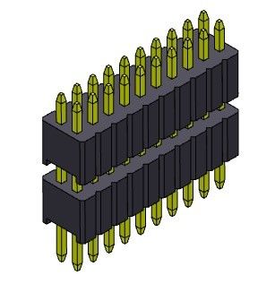 ขั้วต่อหัวเข็ม 1.27 มม. Serise สองแถวแบบเรียงซ้อนแบบตรง 2*2PIN ถึง 2*50PIN SQ0.40mm
