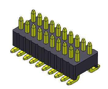 SMT ประเภทหัวเข็มสองแถว 1.27 * 2.54 มม. 2 * 2PIN ถึง 2 * 50PIN SQ0.46 มม.