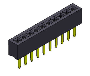 หัวต่อตัวเมีย 1.00 มม. แถวเดียวแบบตรง 1 * 2PIN ถึง 1 * 40PIN H = 2.10 มม.