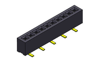 หัวต่อตัวเมีย 1.00 มม. แถวเดียว SMT ประเภท 1 * 2PIN ถึง 1 * 40PIN H = 2.10 มม.