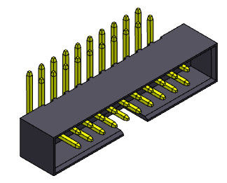 2AMP 2mm Pitch Box Header สองแถวประเภทมุมขวา 2 * 8-2 * 25 พิน