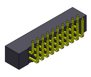 2AMP 2mm Pitch Box Header สองแถวประเภทมุมขวา 2 * 8-2 * 25 พิน