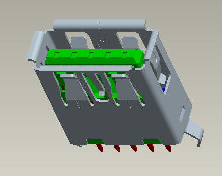 L 13.7 มม. Usb 3.0 A Type Connector ตัวเมีย แนวตั้ง 180° Dip Type