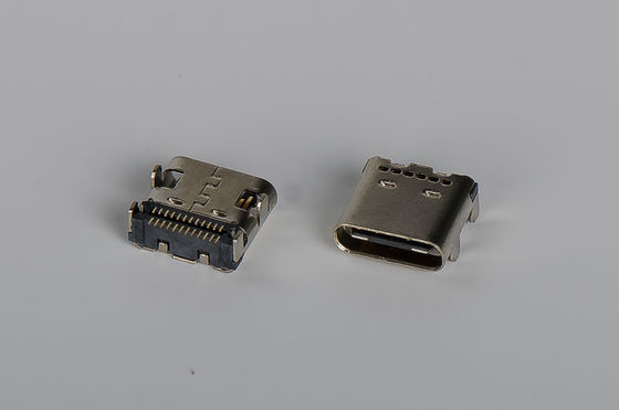 24 PIN Type C Connector Usb 3.1 มุมขวาหญิง 90 ° Double SMT