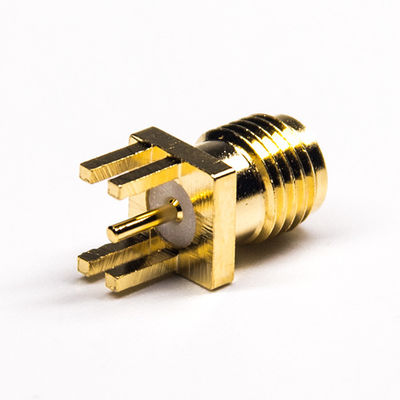 50Ωชุบทอง SMA ตัวเชื่อมต่อโคแอกเชียล RF ชนิดจุ่มตัวเชื่อมต่อ Pcb โคแอกเชียล